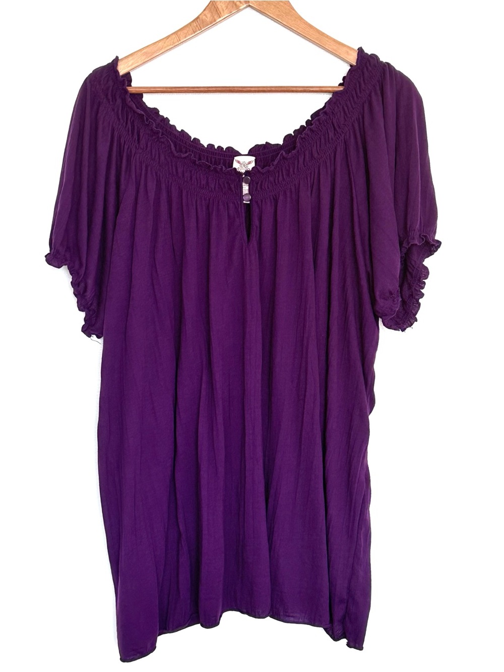 Faded Glory Plus Shirt Women’s 4X Purple Short Sleeve Lightweight Top